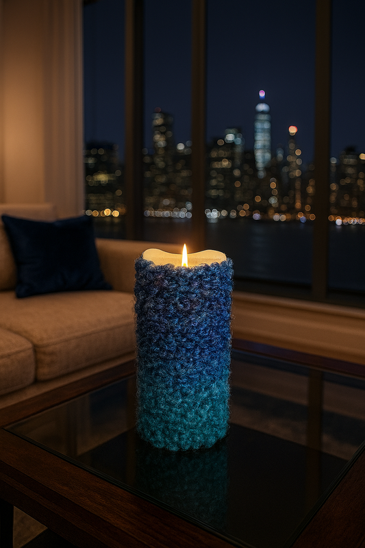 🌊 Cozy Warm Glow Flameless Candle Set – Ocean Breeze Yarn-Wrapped Décor 🕯️Yarn-Wrapped Flameless Candle Sets – 2 Variations, 3 and 5 set - sizes 4", 5", 6", 7" and 9" - FREE SHIPPING