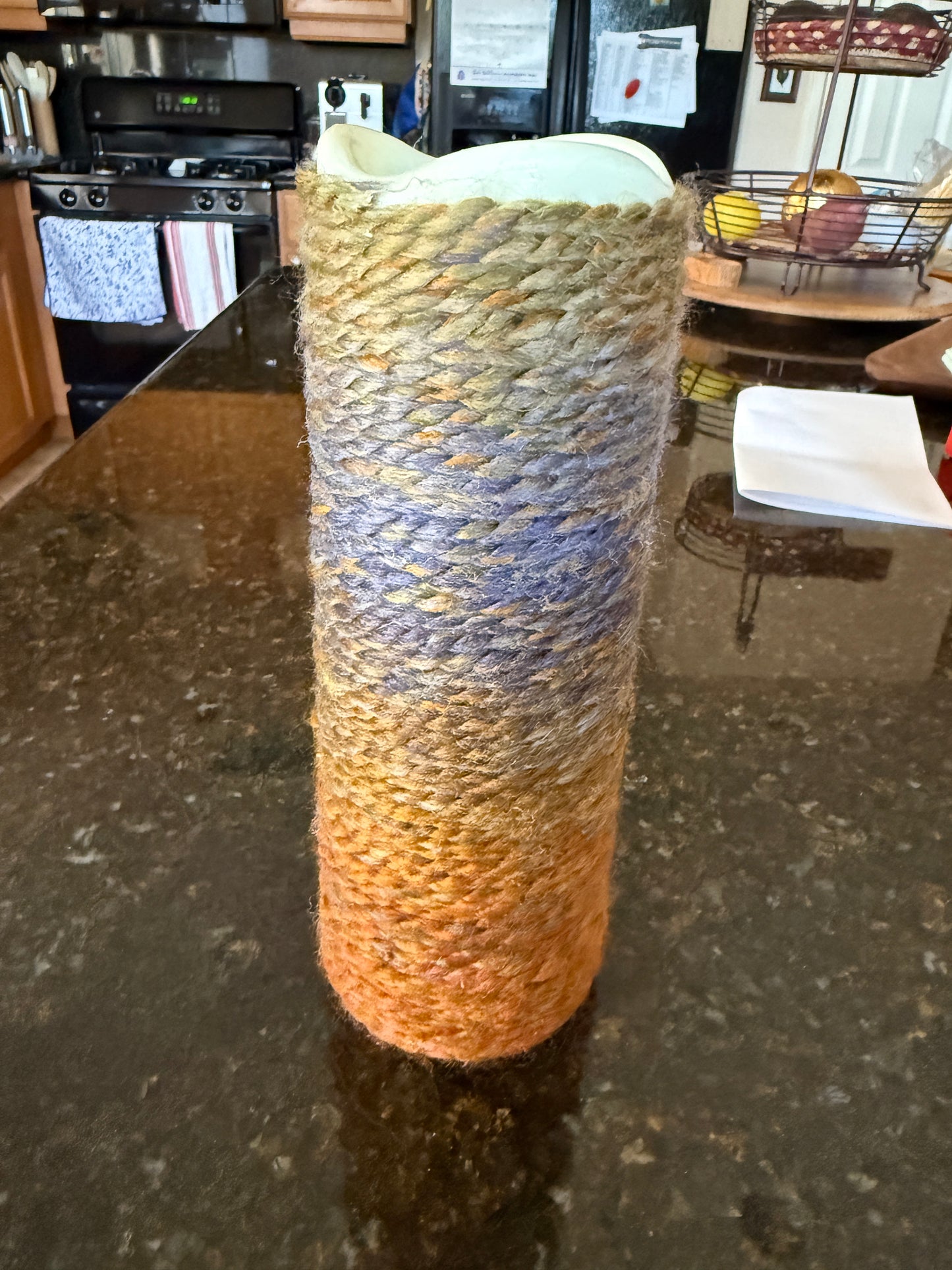 Cozy Yarn Sunrise 🌅🧶🕯️Yarn-Wrapped Flameless Candle Sets – 2 Variations, 3 and 5 set - sizes 4", 5", 6", 7" and 9" - FREE SHIPPING